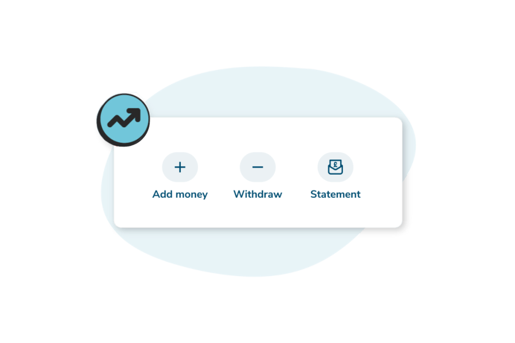 tax pot mobile screen, showing add money, withdraw and statement button